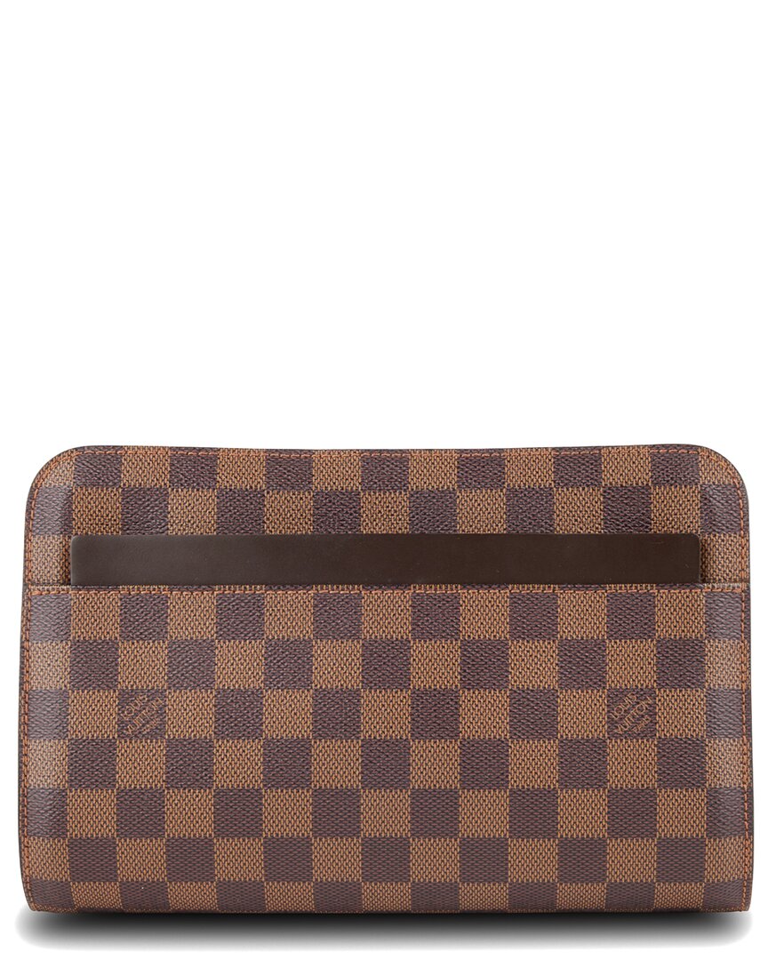 Pre-owned Louis Vuitton Brown Damier Ebene Coated Canvas Pochette Saint Louis (authentic )