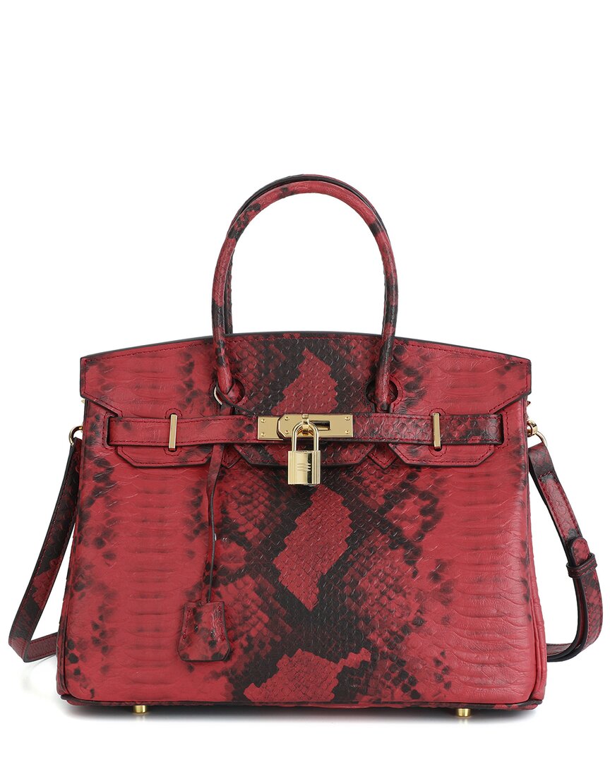 Tiffany & Fred Paris Large Snake-embossed Leather Satchel