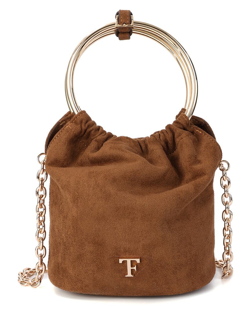 Shop Tiffany & Fred Paris Circular Suede Top-handle Crossbody In Brown