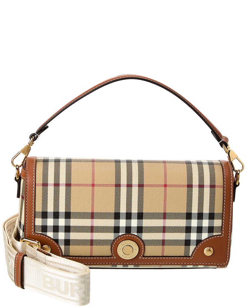 Burberry Womens Briar Brown Check-print Flap-front Woven-blend Cross-body Bag In Multi