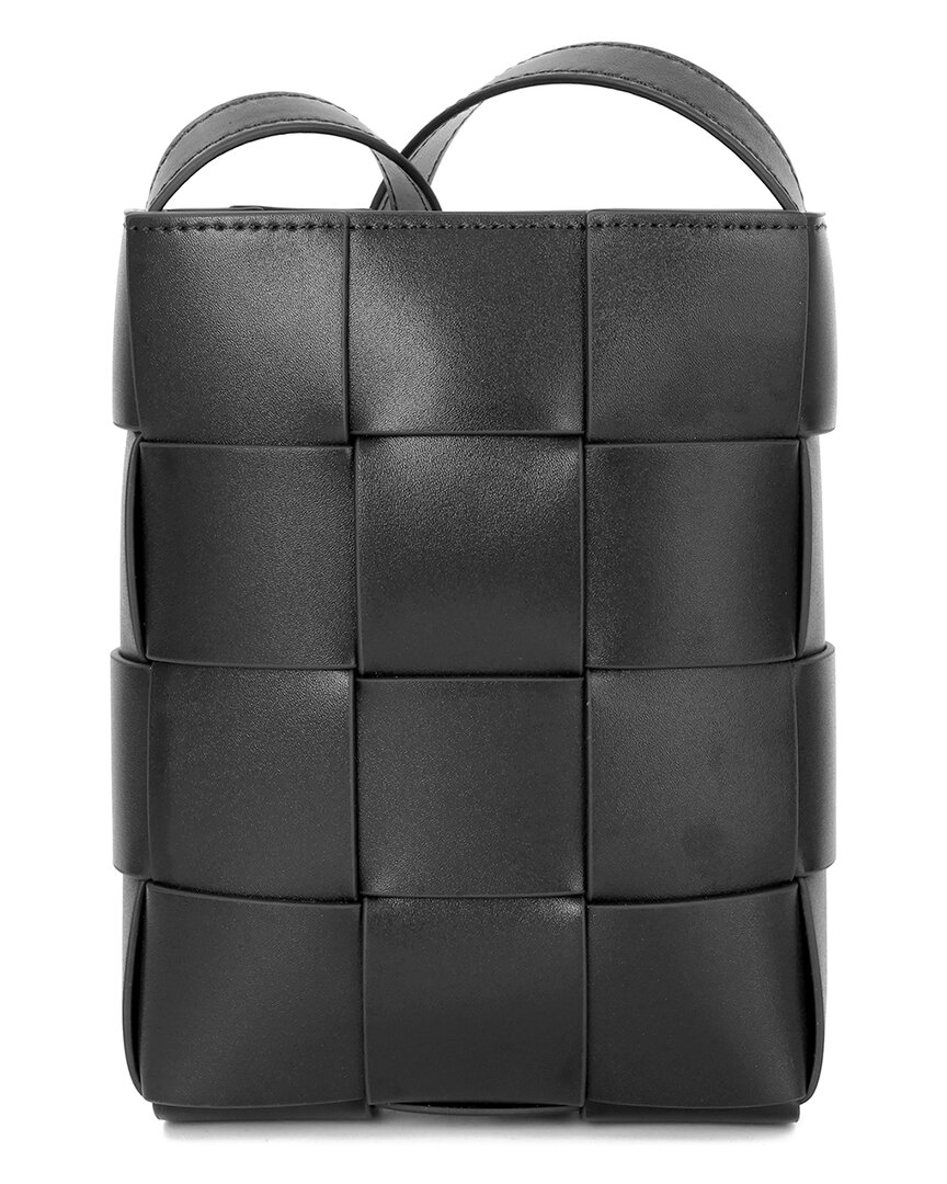 Shop Tiffany & Fred Paris Hand-woven Leather Vertical Crossbody Bag In Black