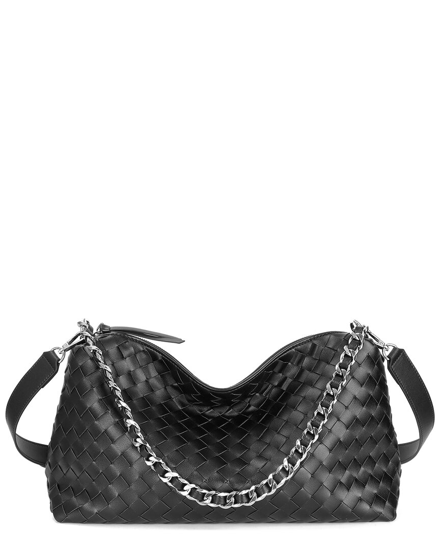 Tiffany & Fred Paris Hand-woven Leather Large Tote In Black