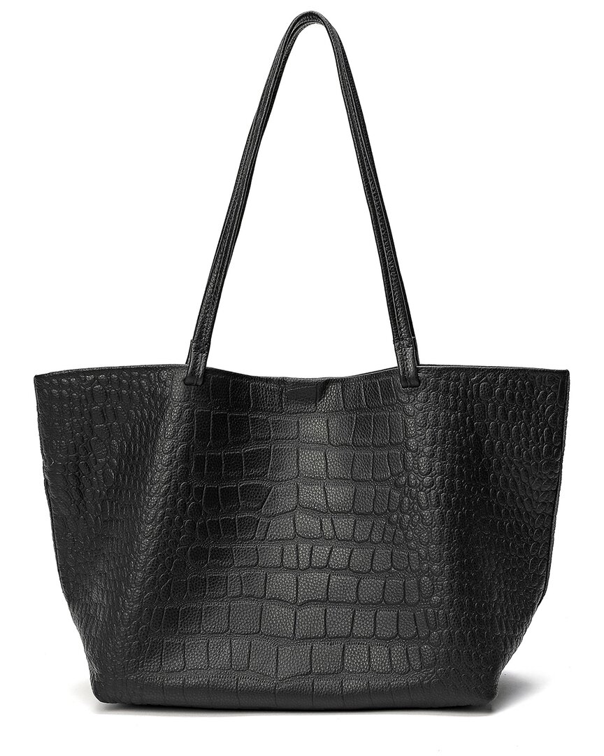 Shop Tiffany & Fred Paris Embossed Croc-embossed Full-grain Leather Tote