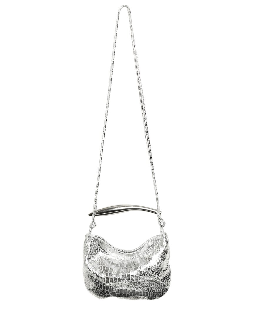Walter Baker Hazel Mini Woven Leather Hobo In Silver