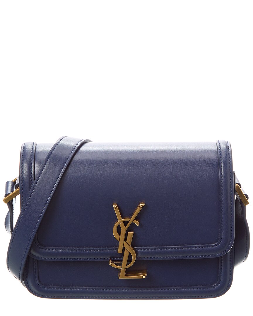 Saint Laurent Solferino Box Small Leather Satchel In Blue