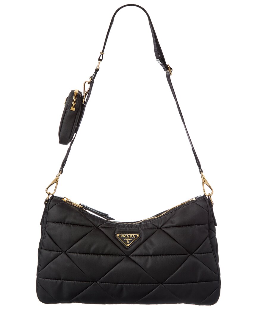 Prada Padded Large Re-nylon Shoulder Bag In Black