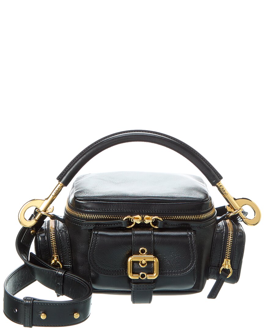 Chloé Chloe Women Petrol Blue Leather Camera Bag Handbag In Black