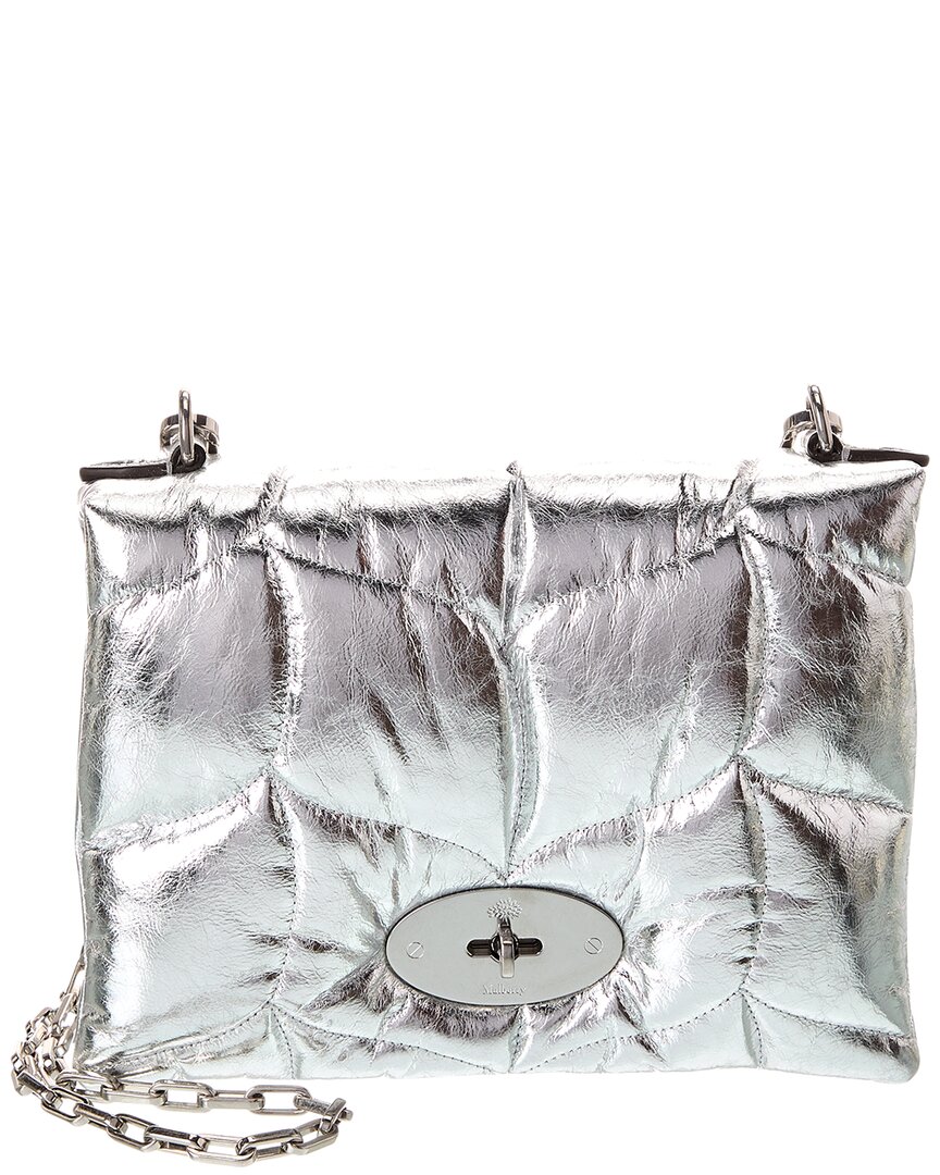 Mulberry Little Softie Leather Shoulder Bag In Silver