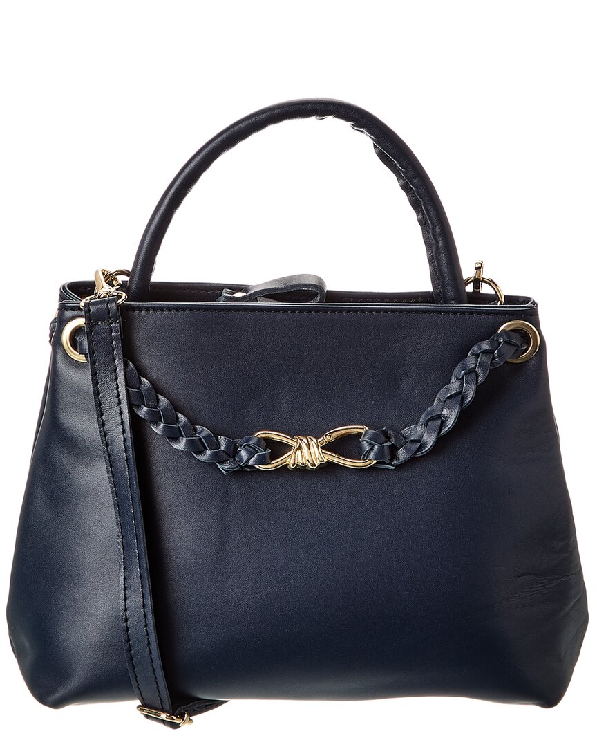 Isabella Rosetti Waverly Ostrich-embossed Leather Tote In Blue