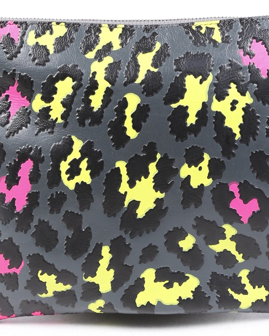 Christopher Kane Grey & Multicolor Leather Clutch