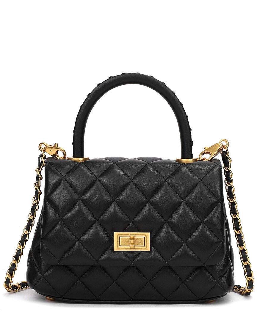 Shop Tiffany & Fred Paris Quilted Leather Top Handle Ba In Black