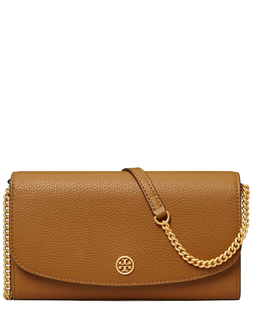 Shop Tory Burch Robinson Pebbled Leather Chain Wallet