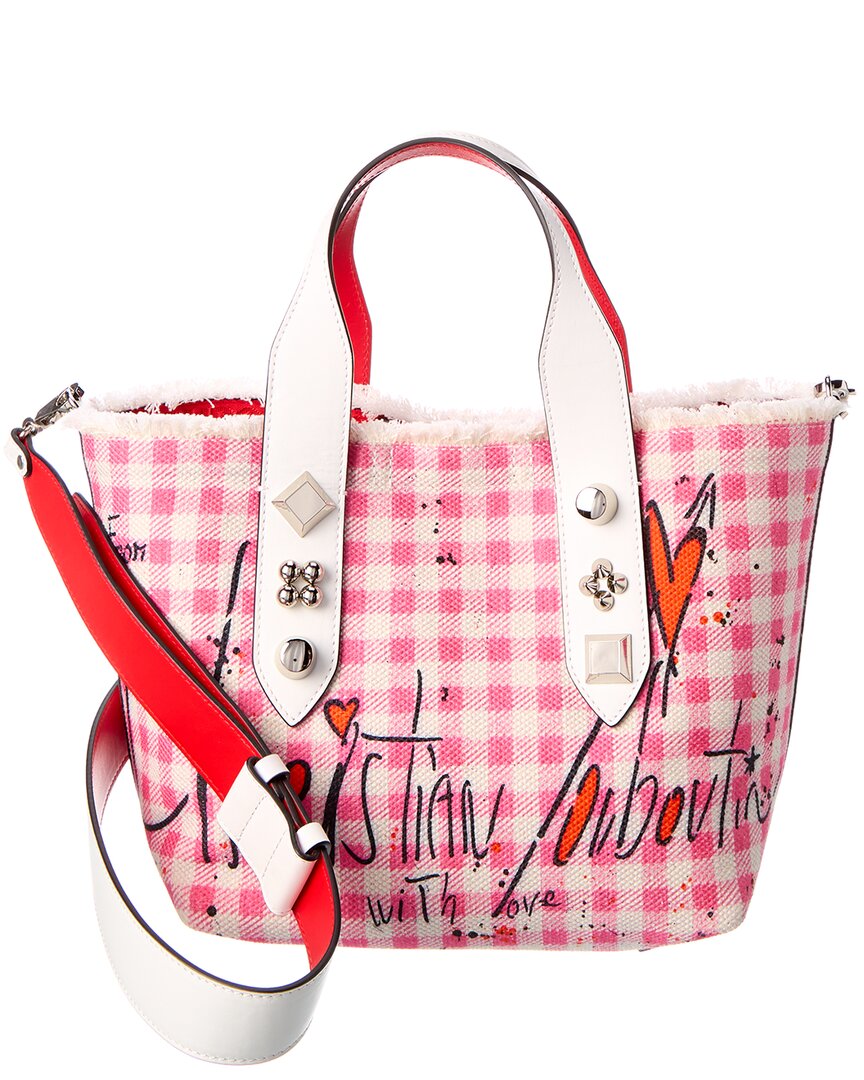 Christian Louboutin Dnu Pack  Frangibus Small Canvas & Leather Tote In Pink