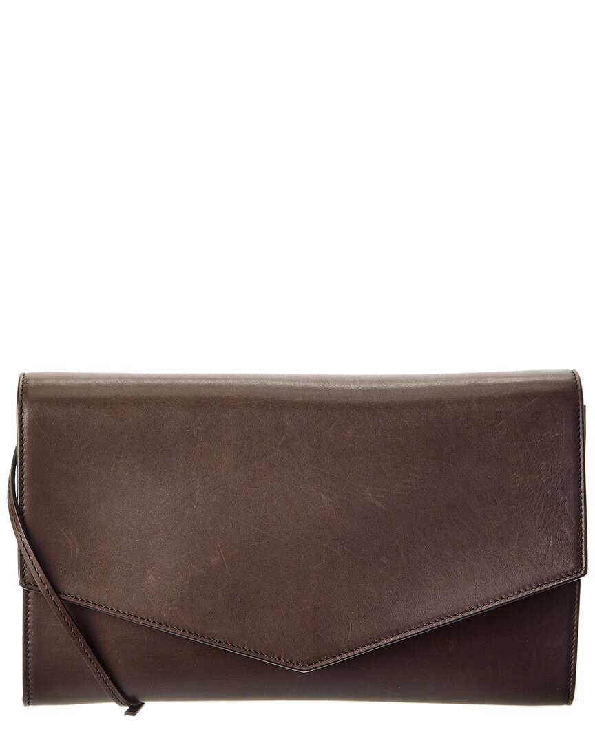 The Row Dnu Inv Leather Shoulder Bag In Brown