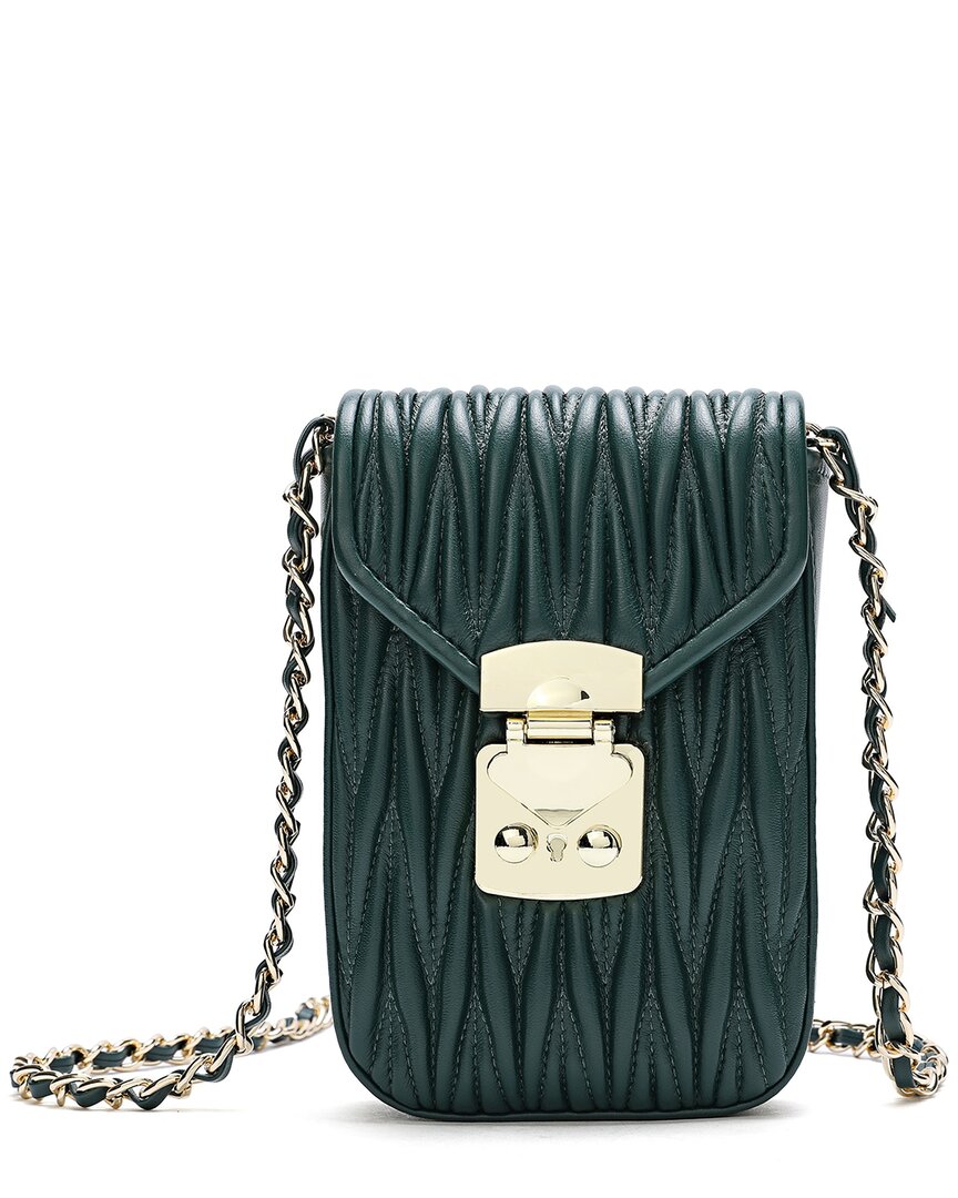 Tiffany & Fred Paris Leather Phone Bag In Green