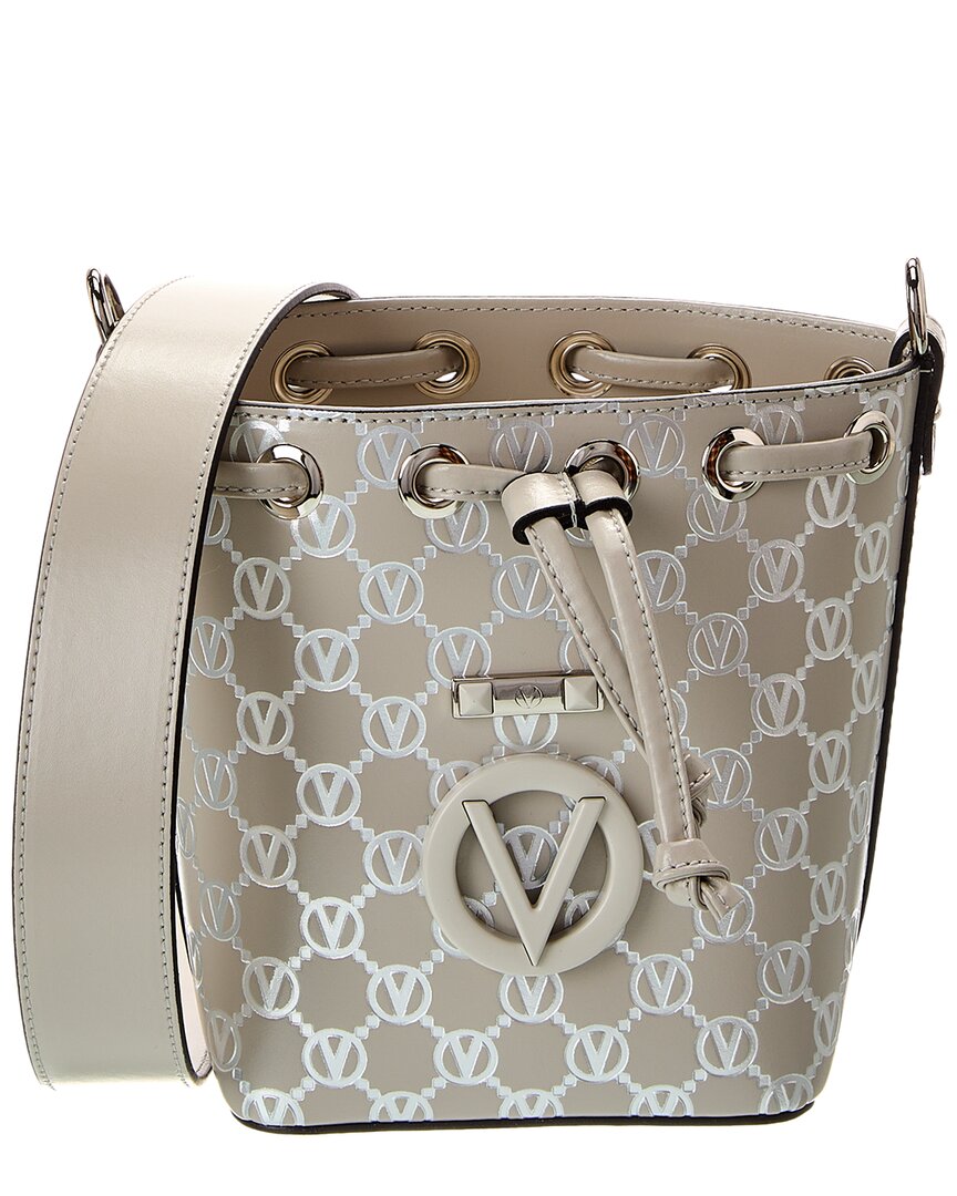 Valentino By Mario Valentino Jules Monogram Leather Bucket Bag In Grey