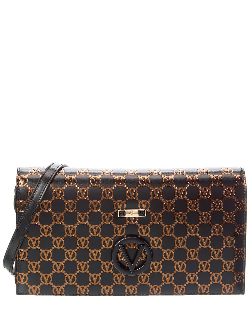Valentino By Mario Valentino Lena Monogram Leather Shoulder Bag In Black