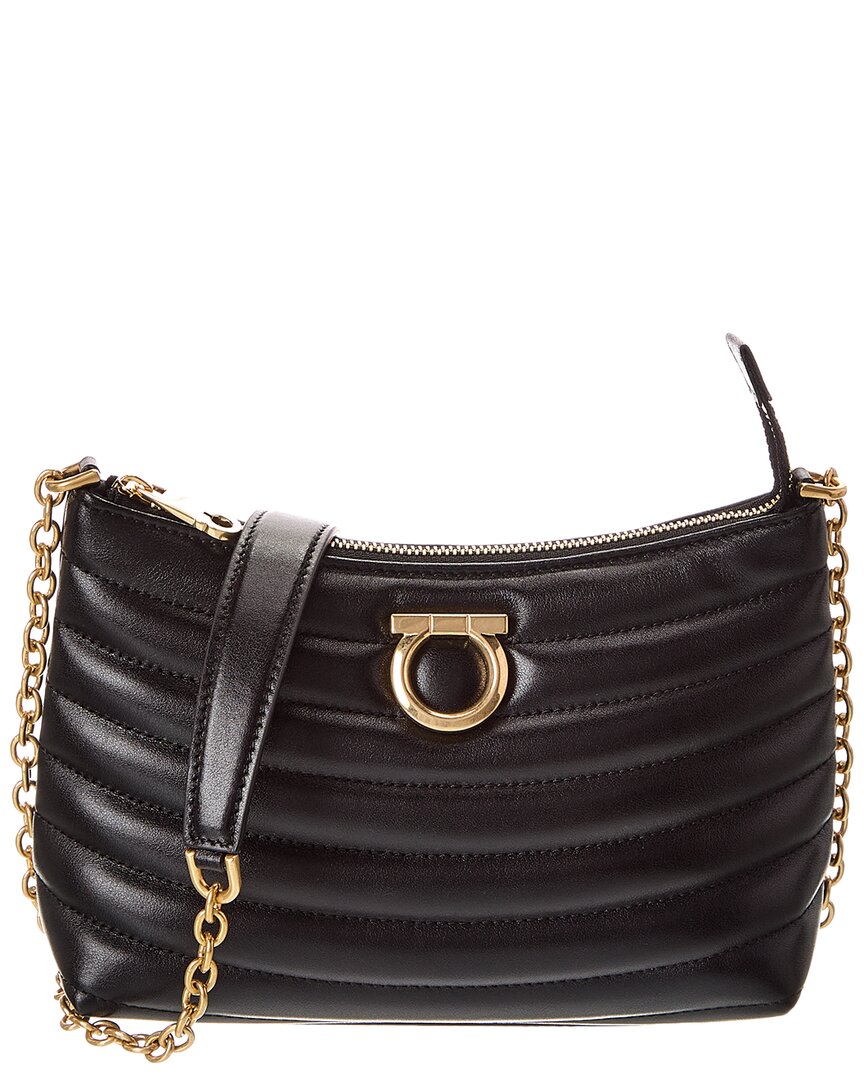 Shop Ferragamo Leather Shoulder Bag In Black