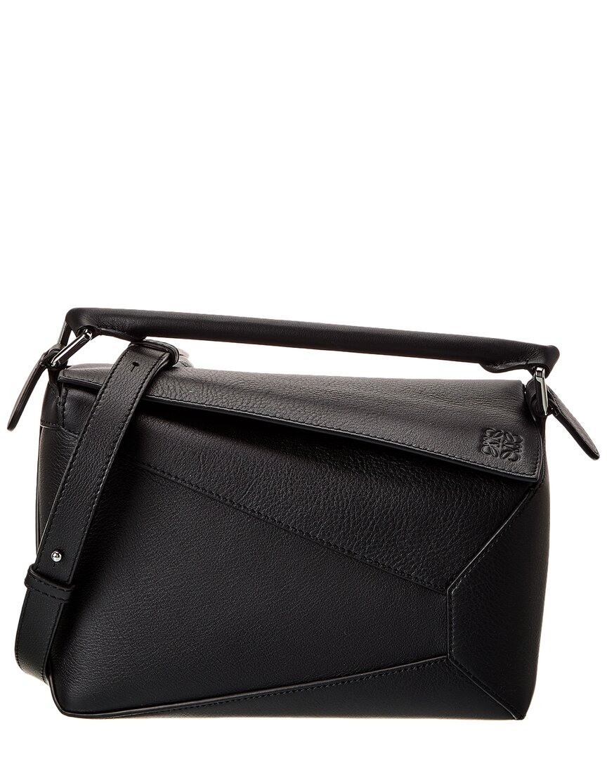 Loewe Puzzle Edge Small Leather Top Handle Bag In Black