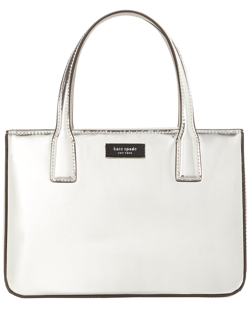 Kate Spade New York Sam Icon Metallic Leather Square Tote In Silver