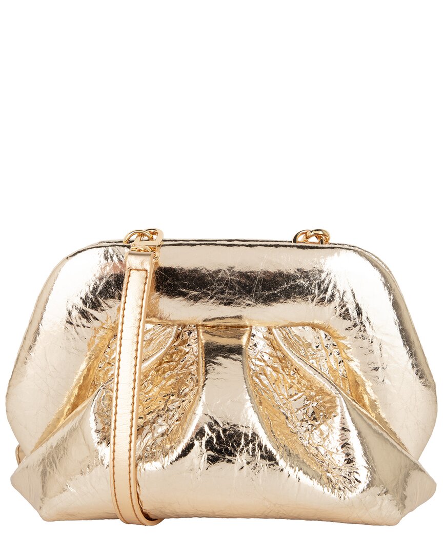 Themoirè Pineapple Cross Body Bag With Pleat Detailing In Gold