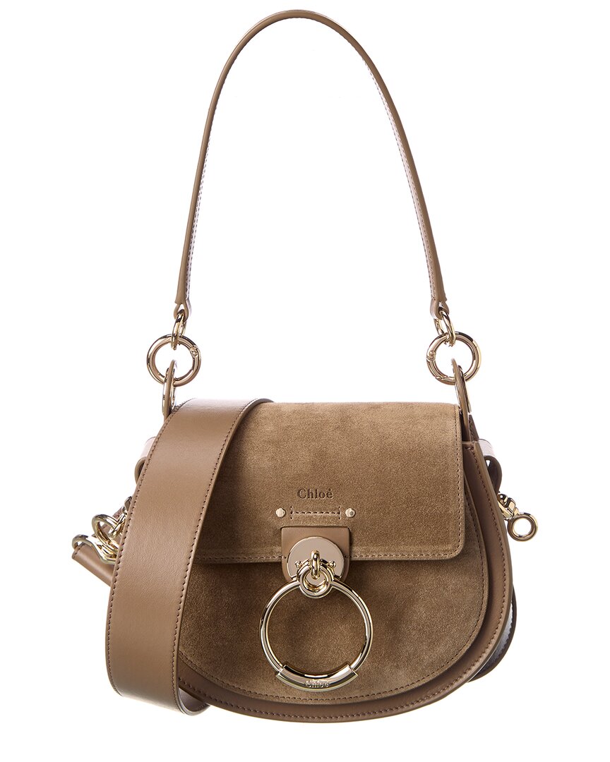 Chloé Chloe Tess Small Suede & Leather Shoulder Bag In Green | Modesens