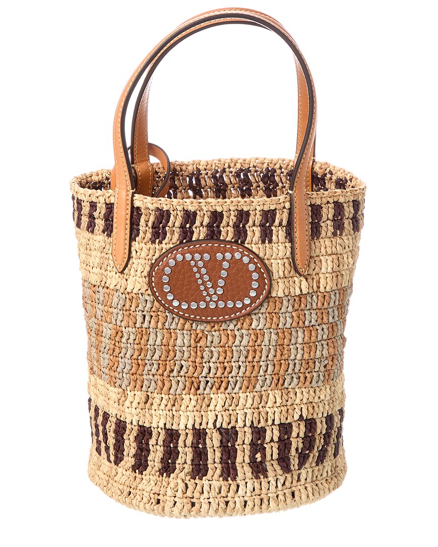 Valentino Garavani Valaentino Vlogo Signature Small Leather Shoulde In Neutral