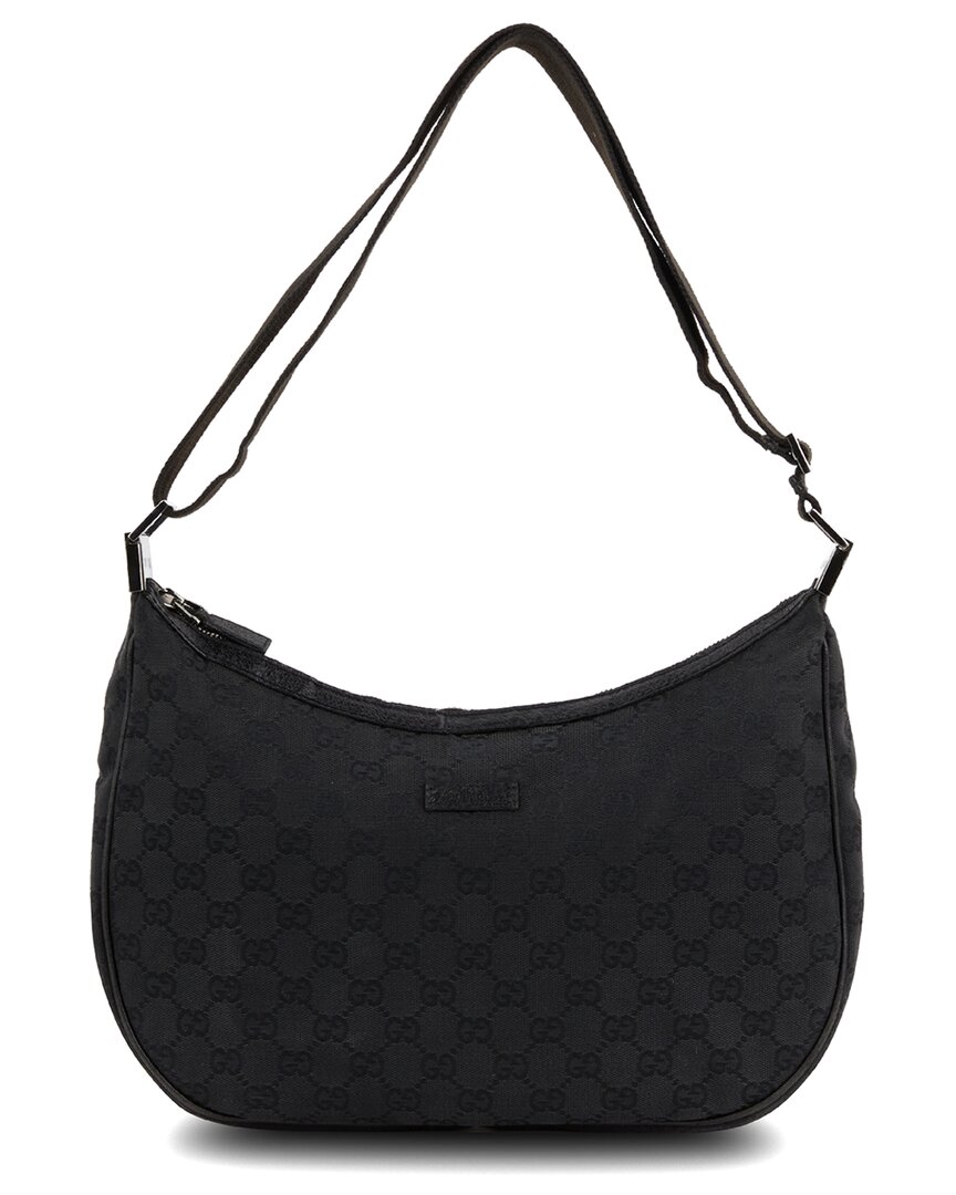 Gucci Black GG Canvas Crossbody Bag (Authentic Pre-Loved)