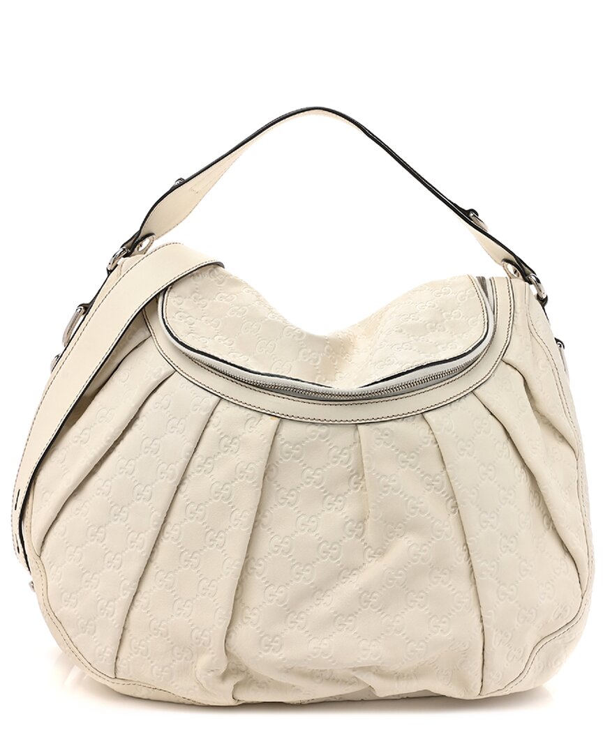 Gucci White Guccissima Leather Icon Bit Two Way Hobo Bag (Authentic Pre-Owned)