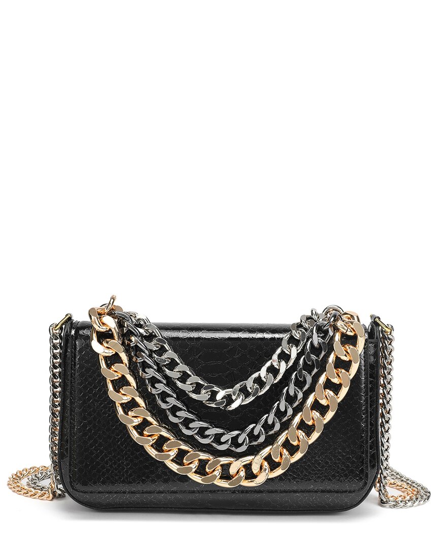 Tiffany & Fred Paris Luxe Chain Leather Messenger Bag In Black