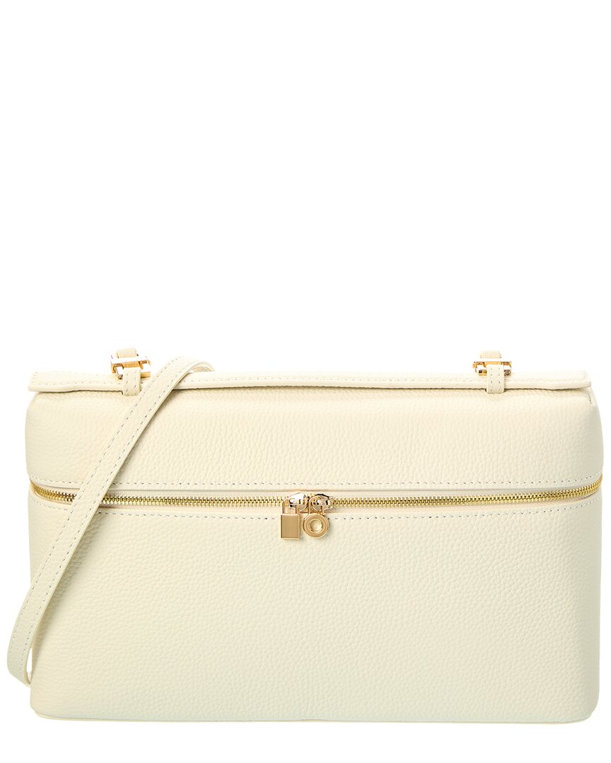 Tiffany & Fred Paris Full-grain Leather Rectangular Crossbody In White