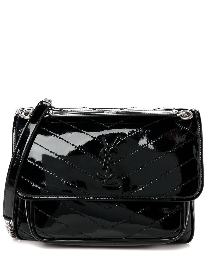 Saint Laurent Black Patent Leather Niki Chain Satchel (authentic Pre-loved)