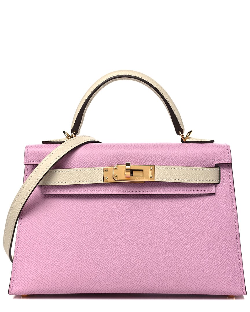 Pre-owned Hermes Hermès Mauve Sylvester Epsom Leather Horseshoe Mini Kelly Sellier 20 (authentic )