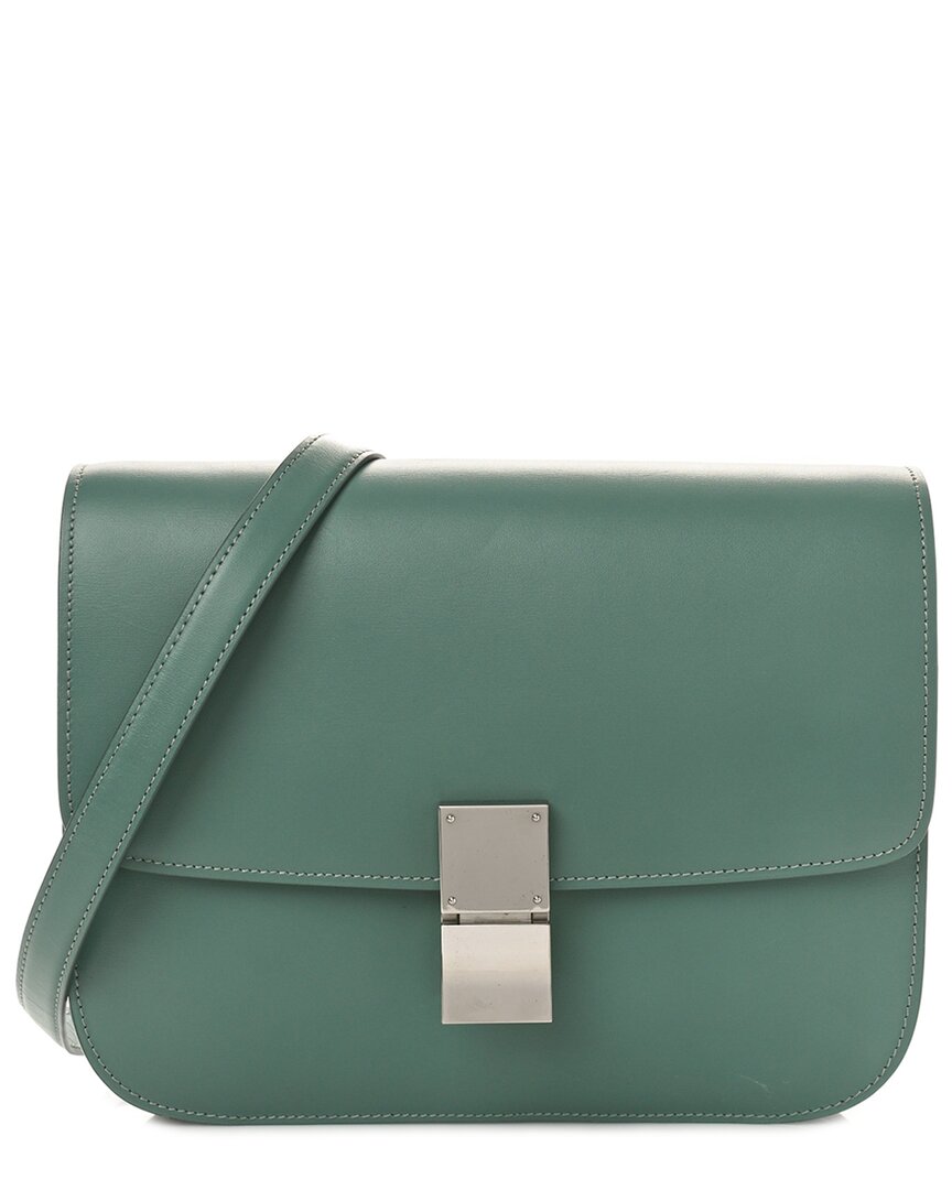 Celine Vert Jade Smooth Leather Medium Classic Box Flap Bag (authentic Pre-loved)