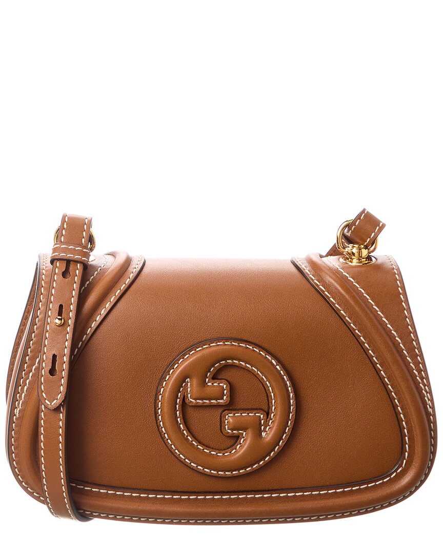 Gucci Blondie Mini Leather Shoulder Bag In Brown