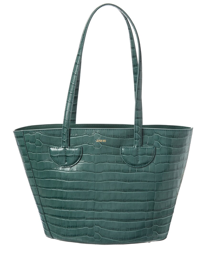 Jason Wu Croc-embossed Leather Tote In Green
