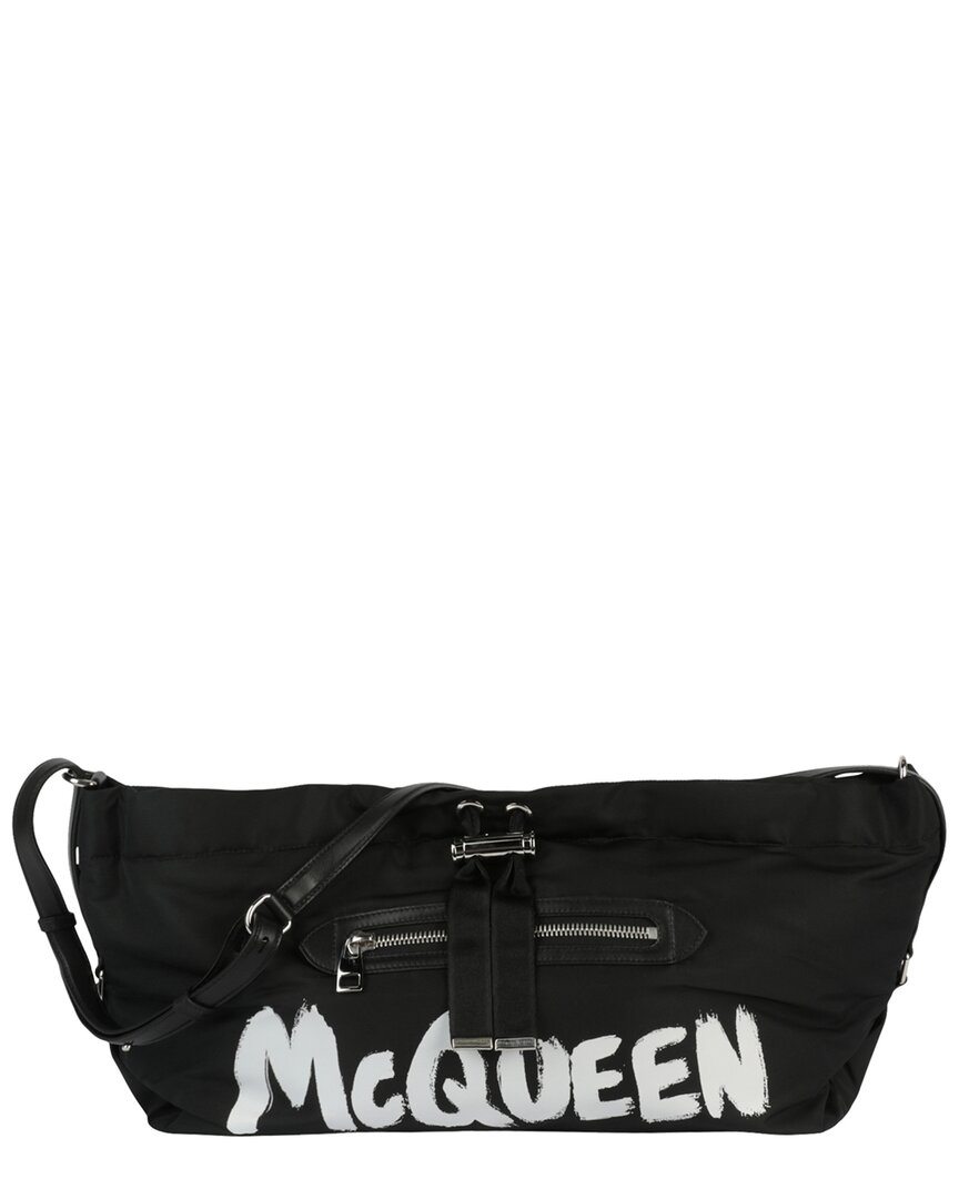 Alexander Mcqueen The Bundle Mini Nylon Crossbody In Black