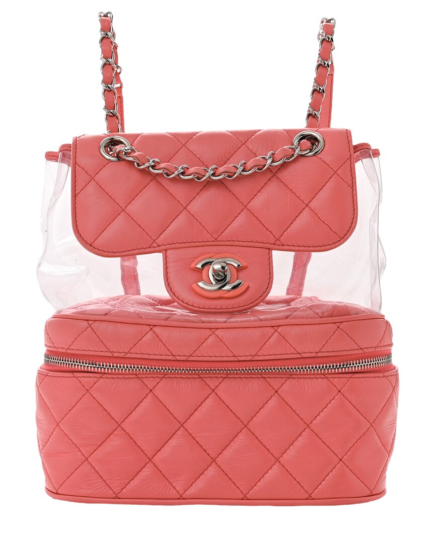 Pre-owned Chanel Pink Quilted Leather Crumpled Backpack (authentic )