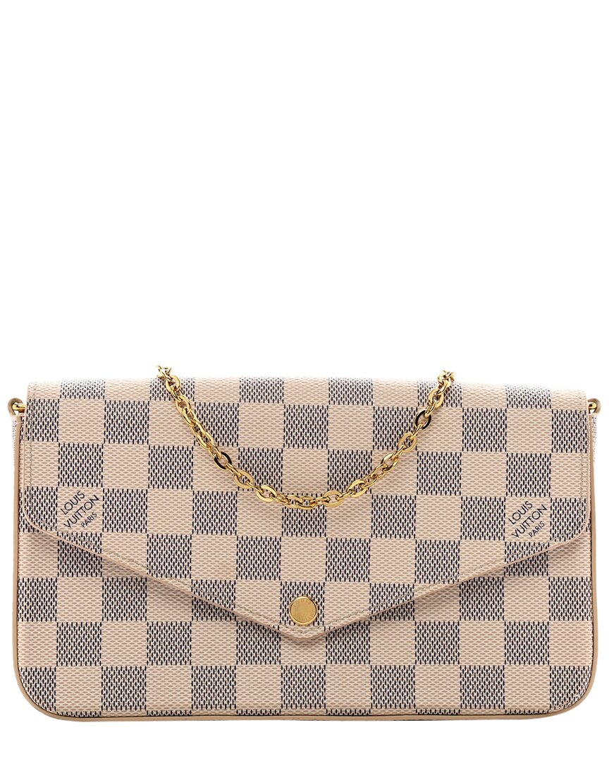 Pre-owned Louis Vuitton Rose Ballerine Damier Azur Coated Canvas Pochette Felicie (authentic Pre-loved)