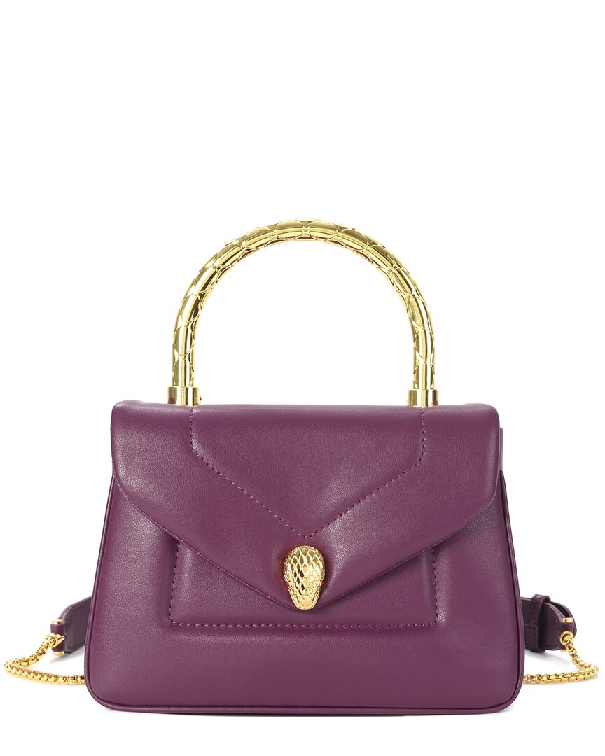 Tiffany & Fred Paris Leather Top Handle Satchel In Purple