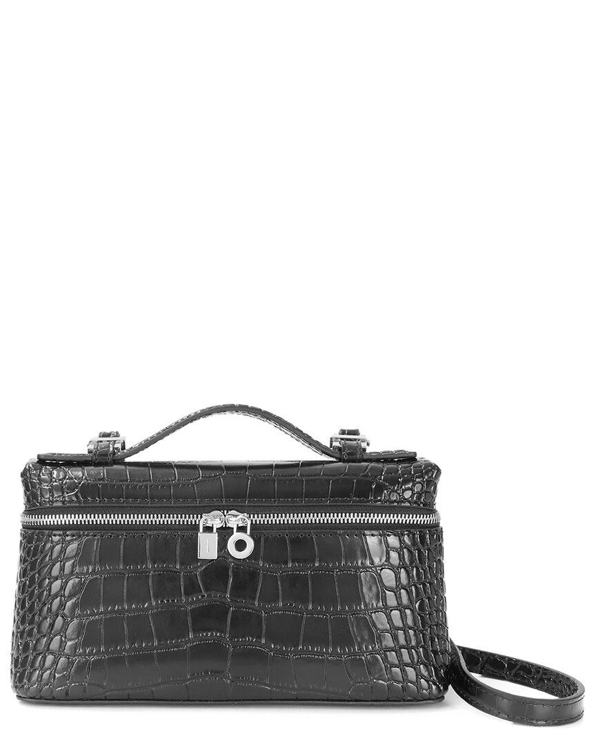 Tiffany & Fred Paris Timeless Croc-embossed Leather Crossbody In Black