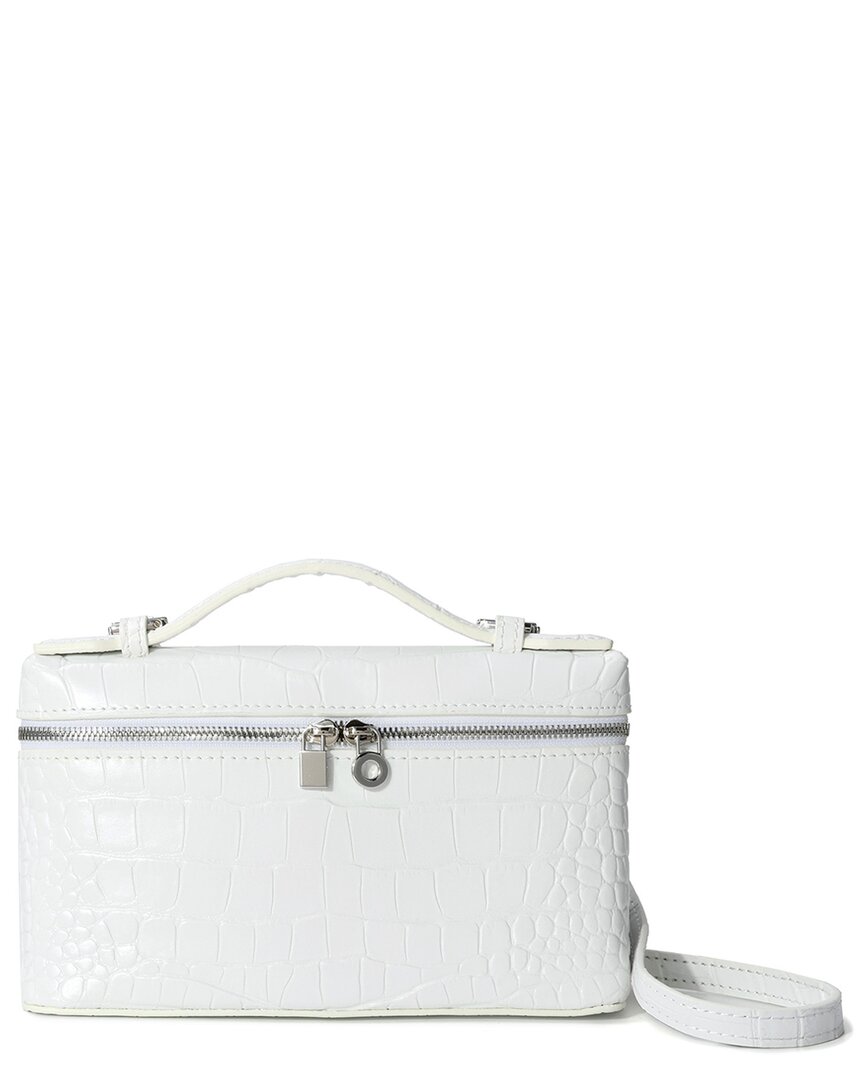 Shop Tiffany & Fred Paris Timeless Croc-embossed Leather Crossbody In White