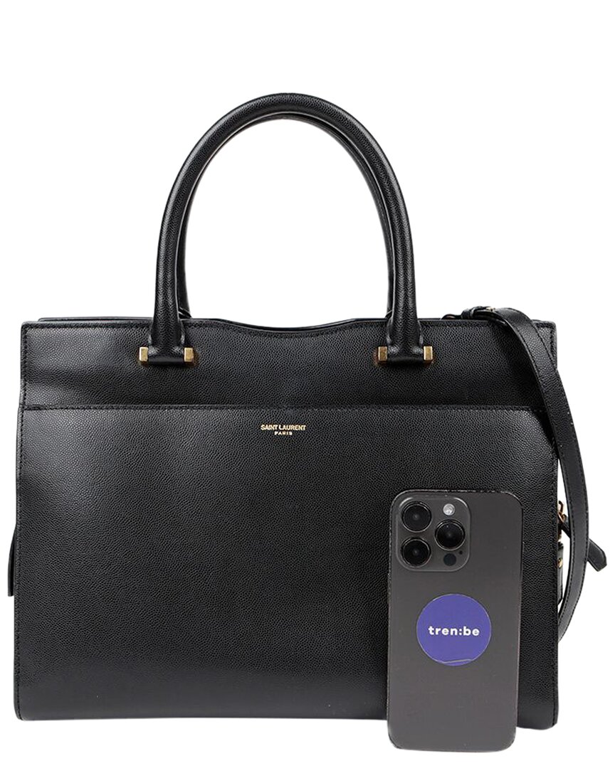 Saint Laurent Black Leather Uptown Medium Tote (authentic Pre-loved)