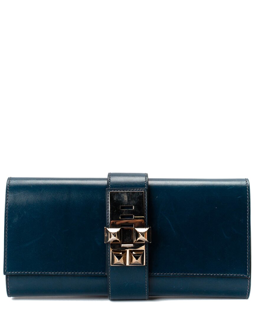 Pre-owned Hermes Medor 23 Large Flap Leather Clutch