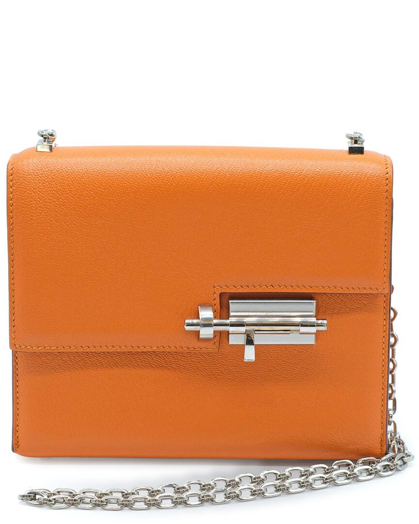 Pre-owned Hermes Hermès Orange Leather Verrou Chaine Mini Bag - '10s (authentic Pre-loved)