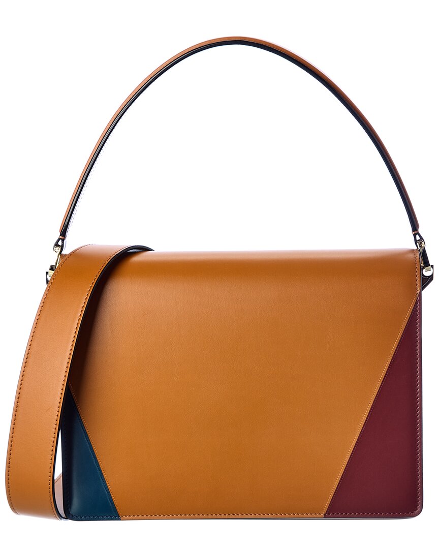 Valextra Swing Leather Shoulder Bag In Brown