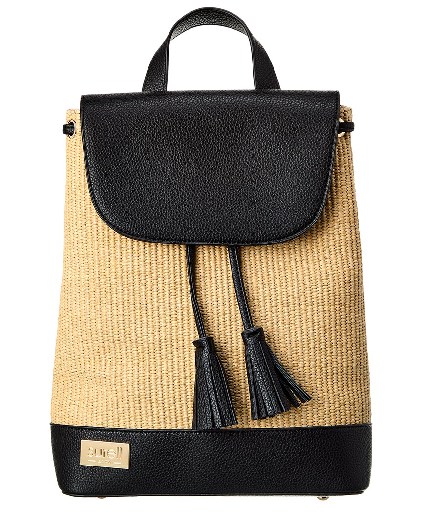 Surell Accessories Paper Straw Backpack In Black