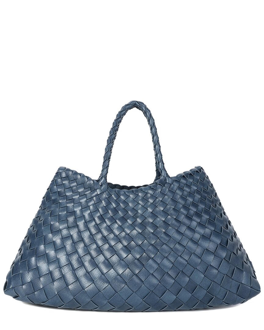 Tiffany & Fred Paris Woven Leather Tote In Blue