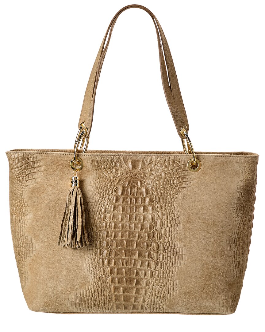 Italian Leather Croc-embossed Shoulder Bag