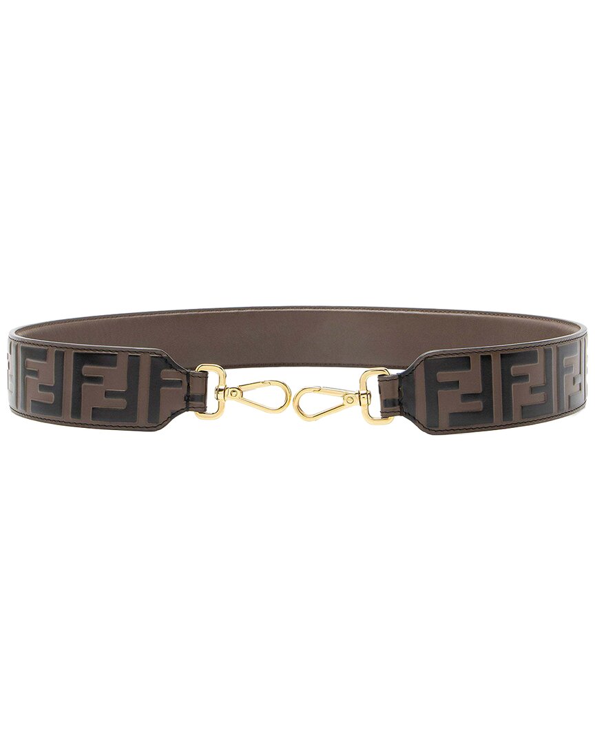 Pre-owned Fendi Zucca Embossed Leather Shoulder Strap (authentic Pre-loved)